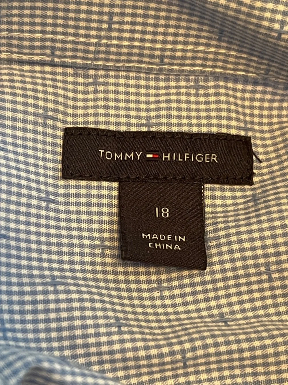 Tommy Hilfiger Light Blue Gingham Check and Dotted Button-Down Shirt - Picture 5 of 6